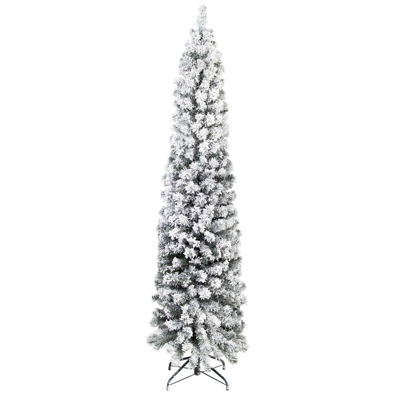 6' Flocked Green Pine Pencil Artificial Christmas Tree Unlit - 6 Foot