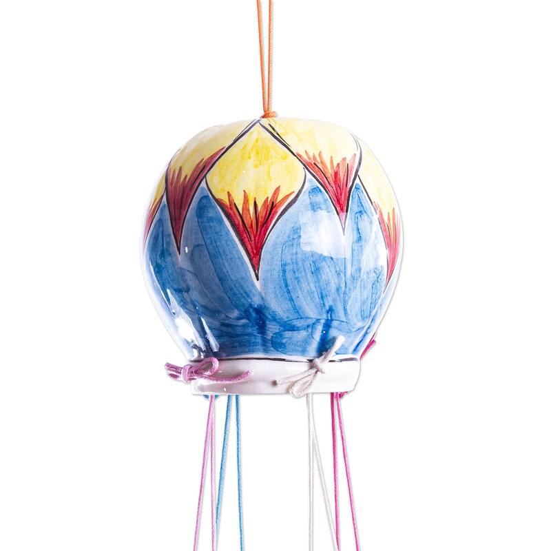 NOVICA Handmade Balloon Brigade Ceramic Wind Chime