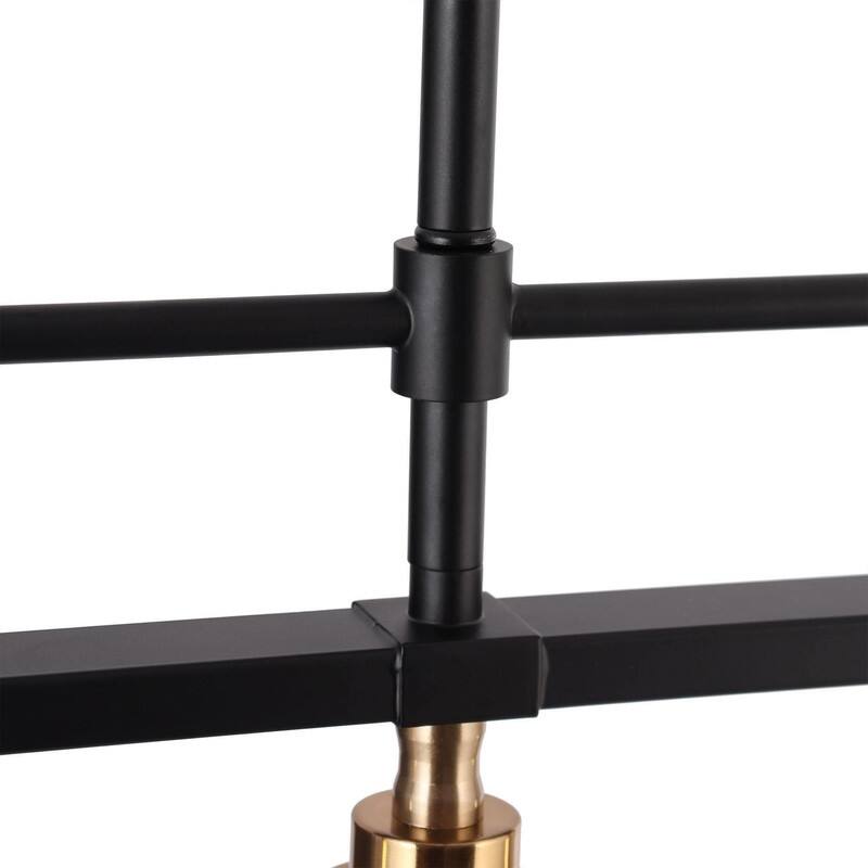 Mid-Century Modern 3-Light Black Gold Linear Chandelier Glass Pendant Lights for Dining Room - L 33.5" x W 7" x H 11"