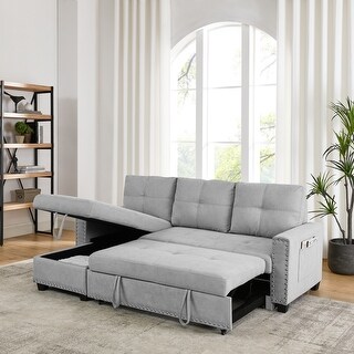 Sleeper Sofa Bed Reversible Sectional Couch with Storage Chaise and ...
