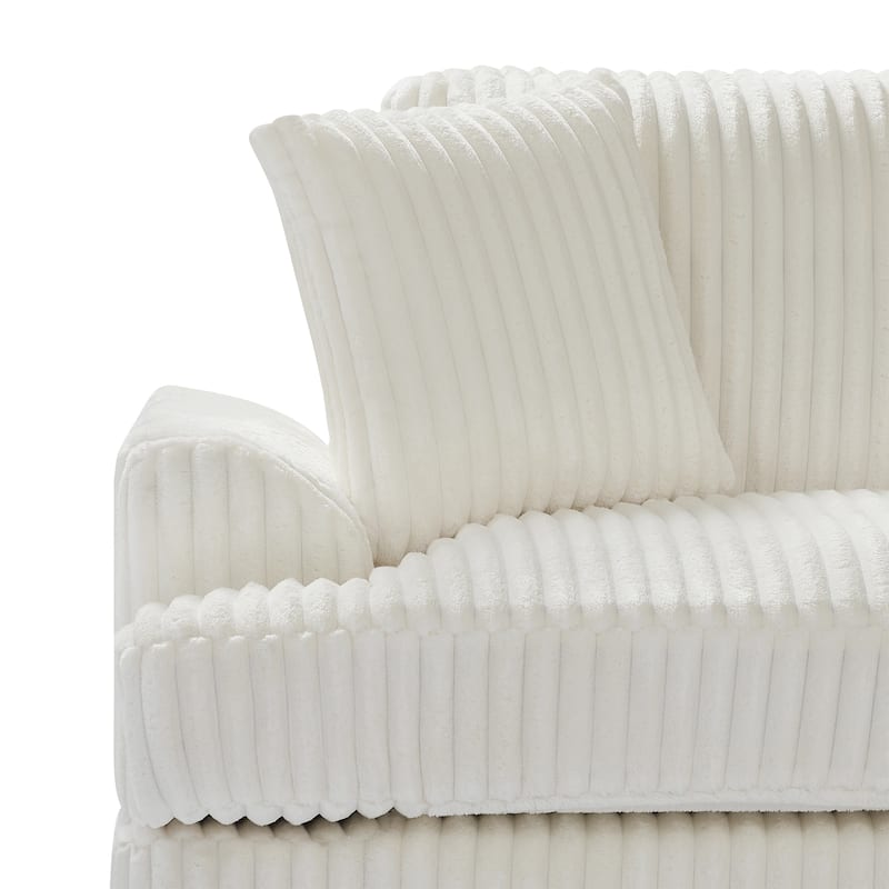 129.1" Corduroy U-Shaped Sectional Sofa with Chaise Lounge, Curved Armrests, and Premium Foam Cushions