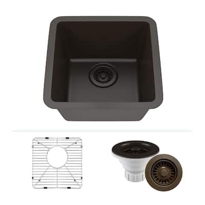 15" x 15" Quartz Kitchen Sink, Single Bowl Kitchen Sinks, Drop in Kitchen Sink, Granite Composite Kitchen Sink,... - 15"x15"