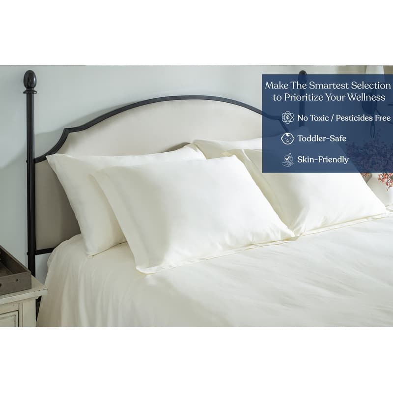 Delara GOTS Certified 100% Organic Cotton Fitted Sheet, 400TC Long Staple Cotton, Moisture-Wicking, Smooth & Breathable