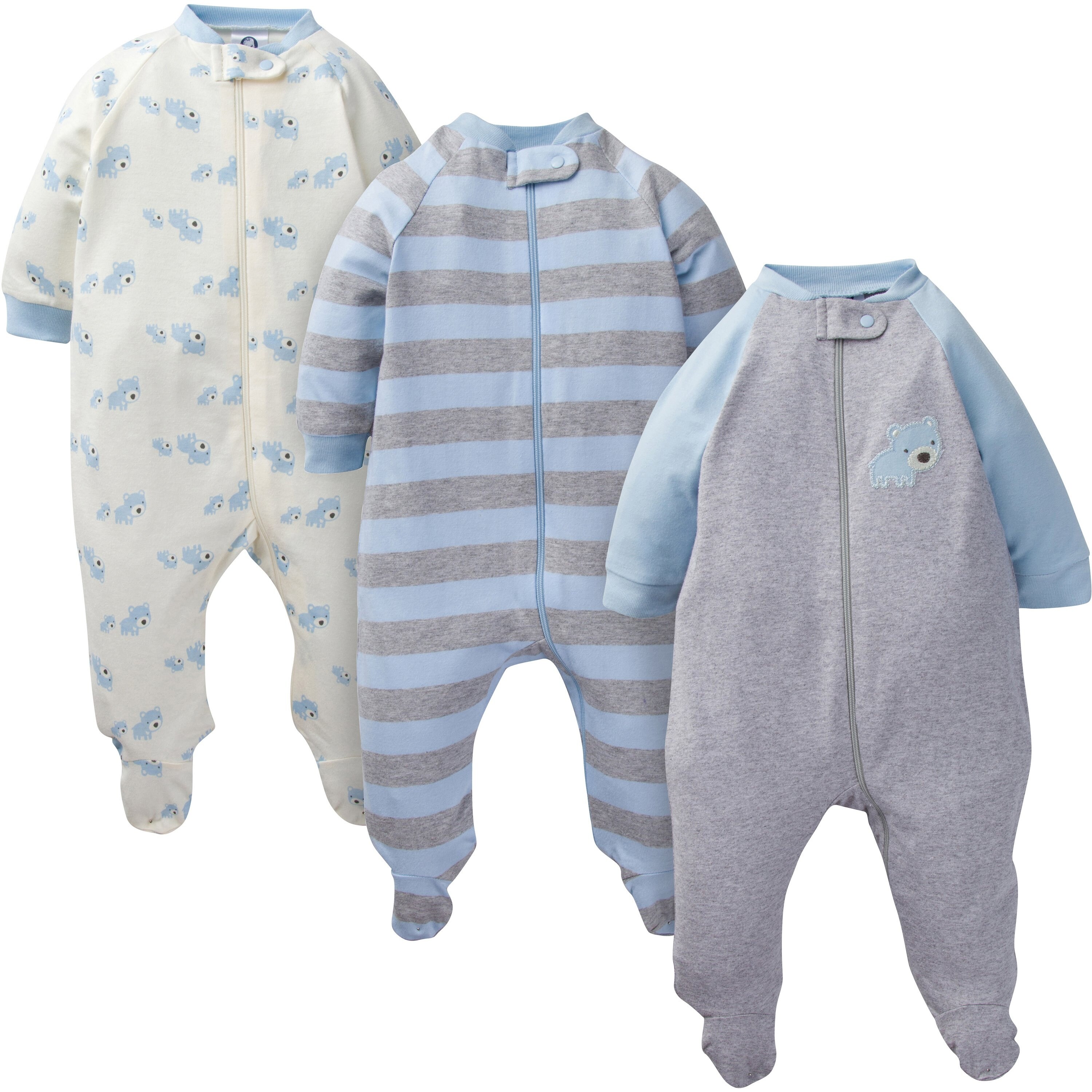 Shop Gerber 3 Pack Baby Boys Blue Bear Organic Sleep N Play