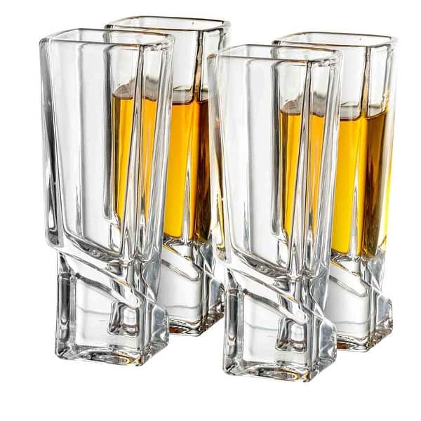 JoyJolt Carre Square Heavy Base Shot Glasses - 1.5 oz - Set of 4 - 1.8 oz