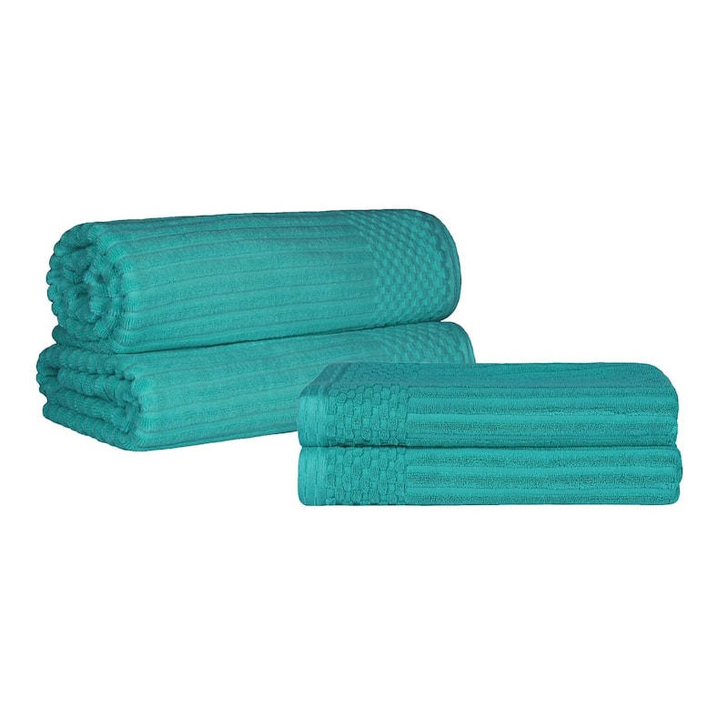 Superior Ribbed Cotton Absorbent Heavyweight Bath Sheet and Bath Towel Set