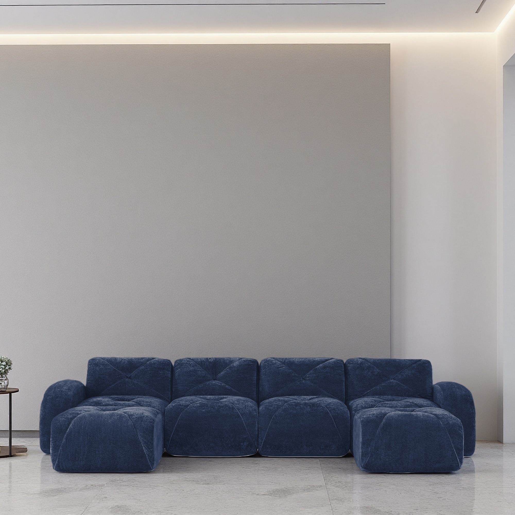 140.9" Velvet U-shaped Cloud-Like Modular Sectional Sofa with Movable Ottomans, No Assembly Required, and Anti-Slip Design