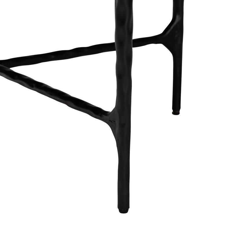 Akanji Marble Coffee Table - Modern Rustic Accent Table with Hand-Forged Metal Frame for Living Room or Seating Areas