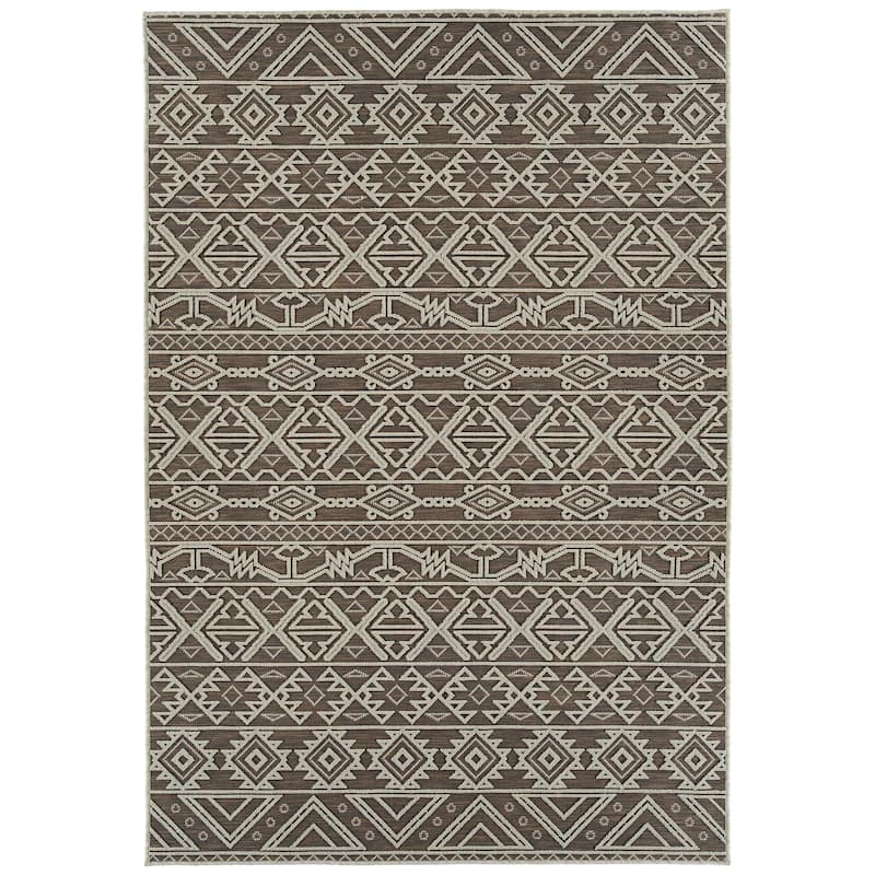 Contemporary Transitional Geometric Textured High-Low Cut & Loop Rectangle Throw Rug - 2x 3