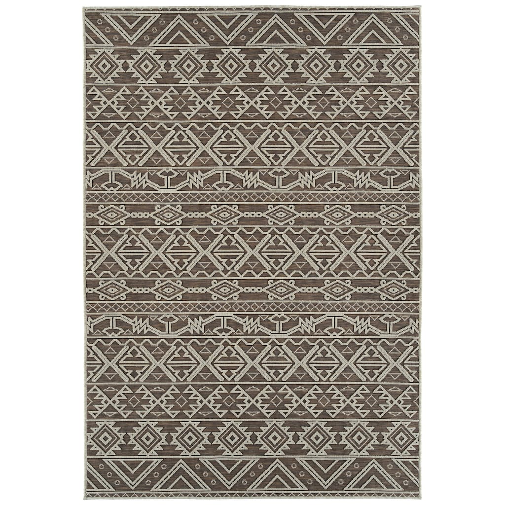 Contemporary Transitional Geometric Textured High-Low Cut & Loop Rectangle Throw Rug - 2x 3