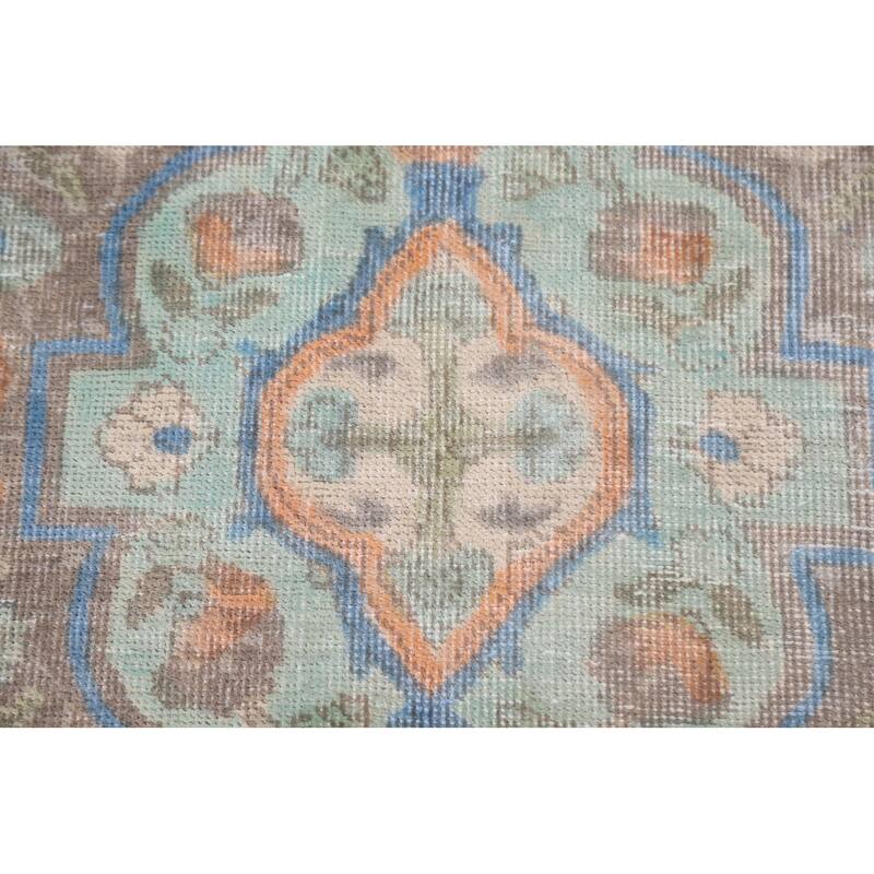 Hand Knotted Oriental 100% Wool Carpet Traditional Medallion Green Tabriz Area Rug - 9' 5'' X 6' 7''