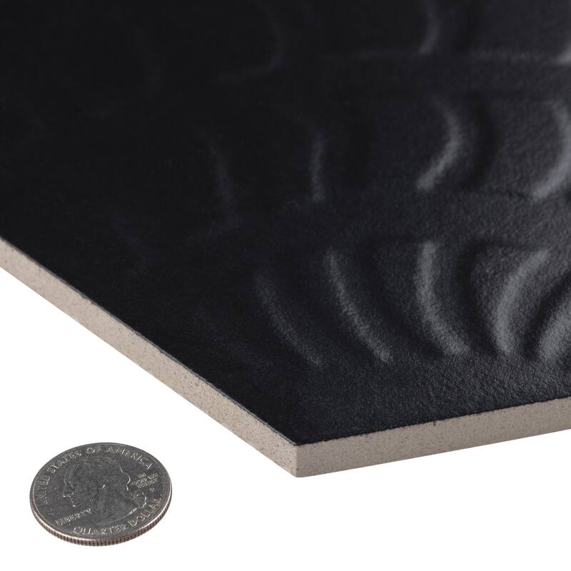 Merola Tile Gaudi Grand Hex Black 19" x 22" Porcelain Floor and Wall Tile