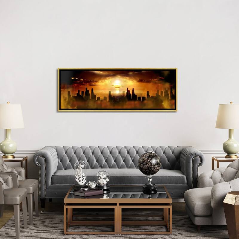 iCanvas "Nuclear blast behind city" by Panoramic Images Framed Canvas Print