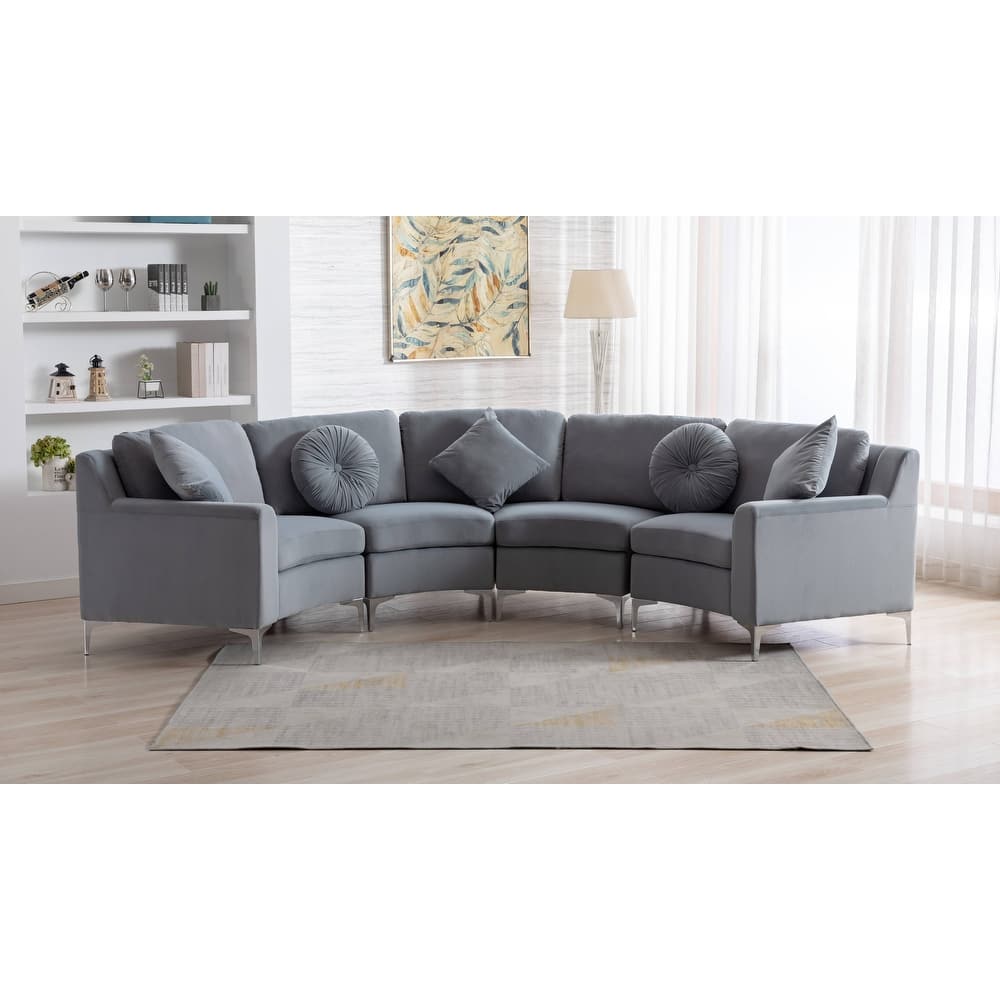 136'' Velvet sofa Sectional U Shaped 4 Seater Symmetrical Modular Curve Sofas