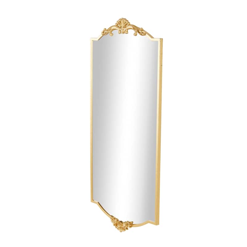 Metal Floral Room Wall Mirror with Floral Embellishments - Gold - Roche River Decor