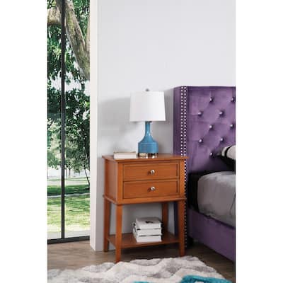 Oak Nightstand 28x22x16 Compact Contemporary Bedside Table with Open Shelf, Warm Durable Storage for Bedroom Essentials