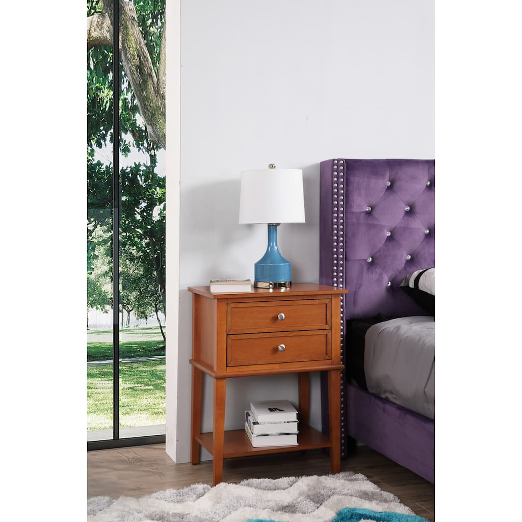 Oak Nightstand 28x22x16 Compact Contemporary Bedside Table with Open Shelf, Warm Durable Storage for Bedroom Essentials