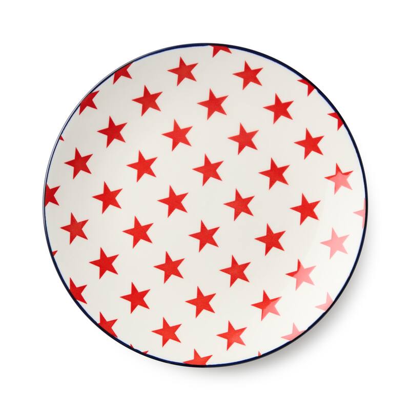 Certified International Patriotic Pad Print 8.75" Salad Plates, Set of 6 - 8.75"L x 8.75"W x 1.00"H