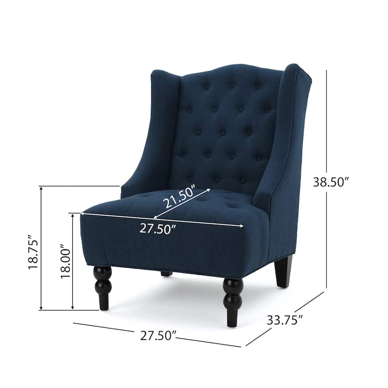 Contemporary Design Upholstered Wingback Chair, Hi-back Club Chair with Wood Legs