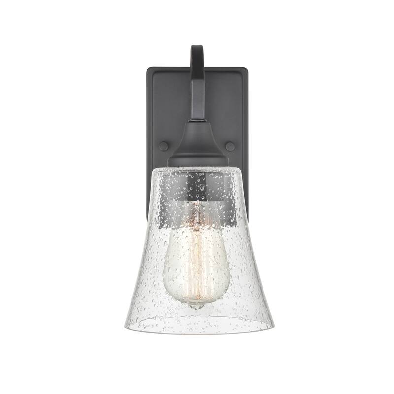 Millennium Lighting Caily 1 Light Wall Sconce in Brushed Nickel or Matte Black with Seeded Glass Shade - Matte Black