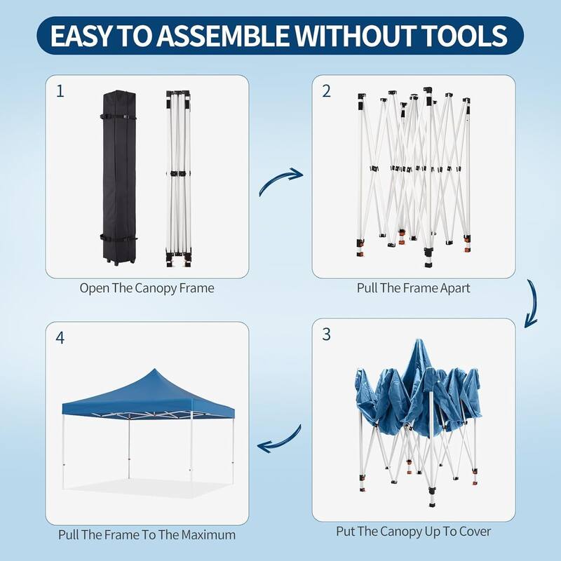 10 x 10 ft Pop Up Instant Canopy Tent, All Season Outdoor Sun Shade for Patio, Backyard, Bench, Garden - N/A