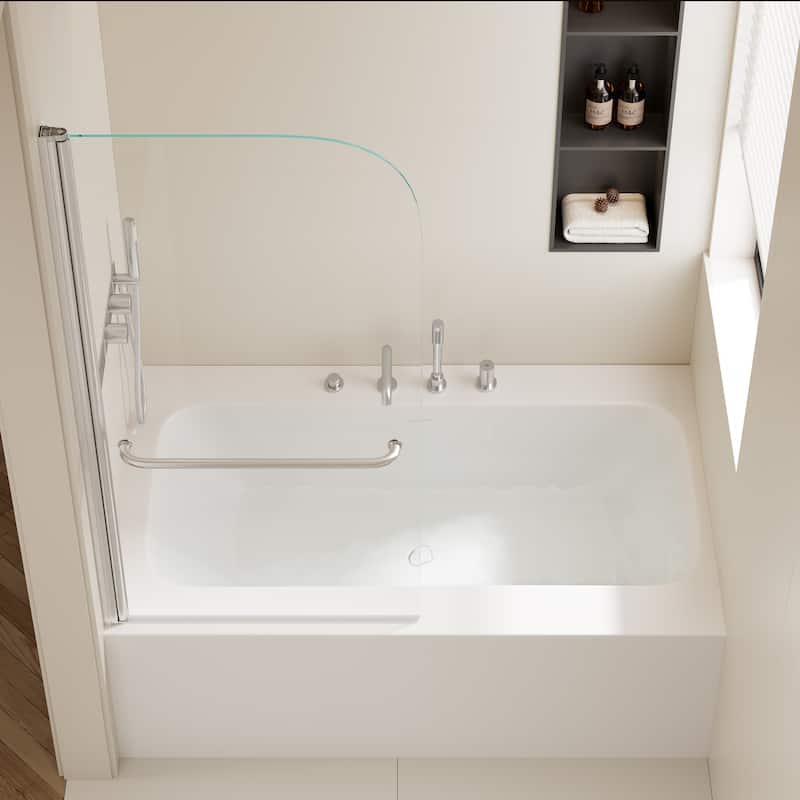Rise and down rotation shaft door Shower Doors - Silver