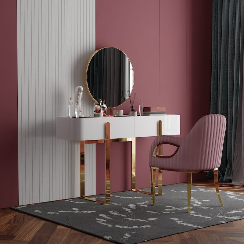 Comfy Pink Velvet Accent Armchair with Fox-Eyes Arms