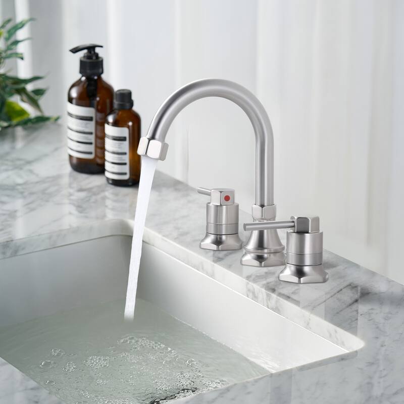 WOWOW Hex 8 in. Widespread Double Handle Bathroom Faucet