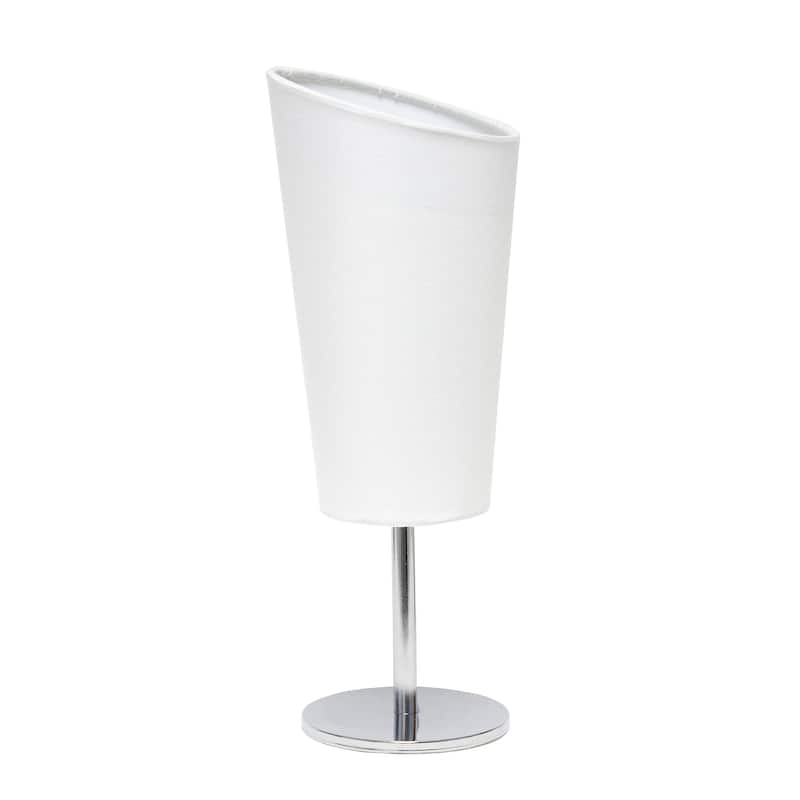 12.4" Chic Chrome Slanted Shade Accent Table Lamp, Stylish Lighting For Living Room, Bedroom, Office, Black Shade - WH
