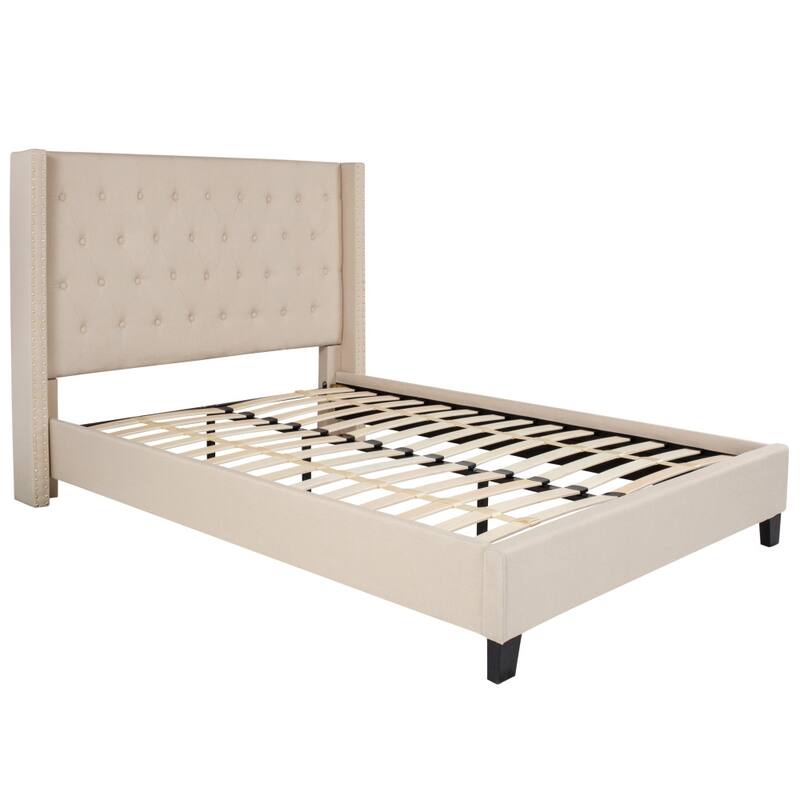 Tufted Upholstered Nailhead Trim Platform Bed