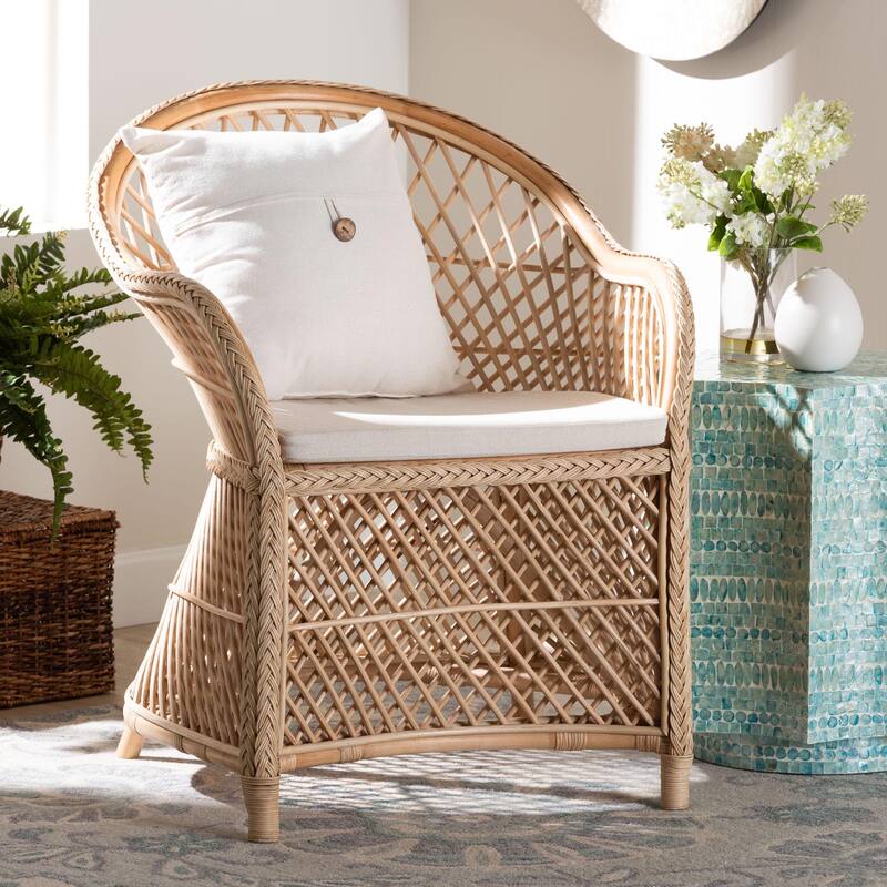 Casilda Bohemian Braided Rattan Arm Chair