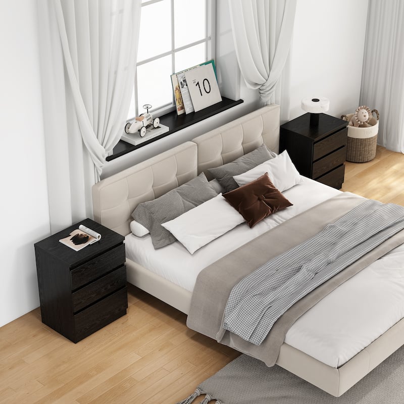 19.7-Inch Nightstand with 3 Drawers, Beside Table with Drawers Handle Free Design,Thickened Top Plate,for Bedroom,Living Room