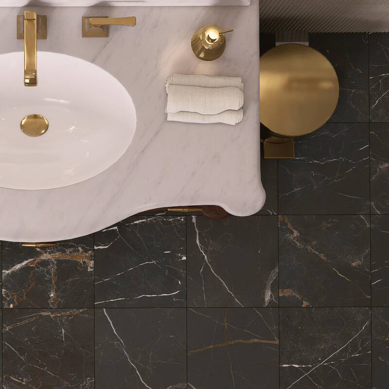 Merola Tile Reve Noir 11-3/4" x 11-3/4" Porcelain Floor and Wall Tile