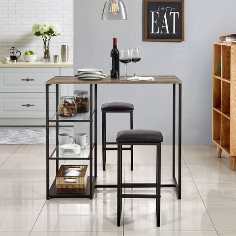 VECELO 3-Pieces Counter Dining Table Set with 2 Stools