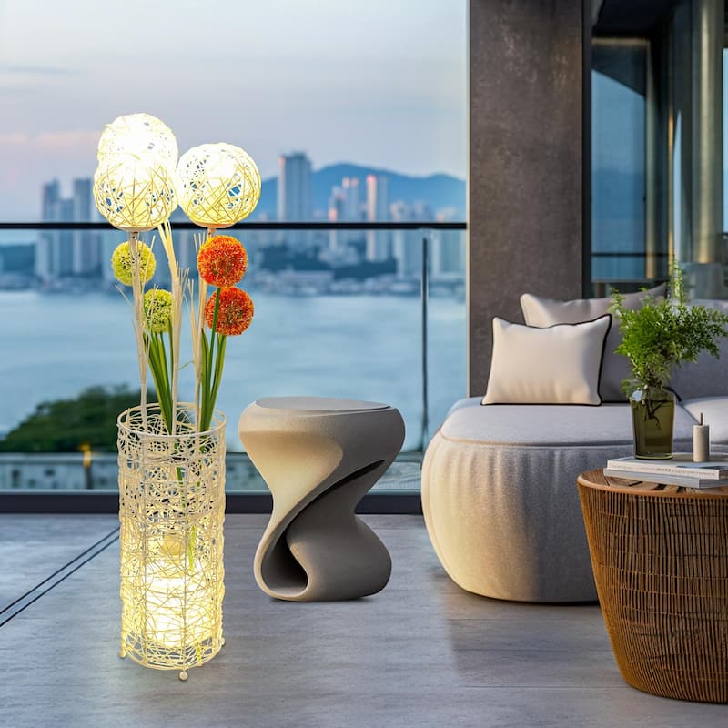 Modern Pastoral Decorative Rattan Standing LED Tree Light