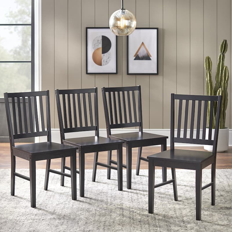Simple Living Solid Wood Slat Back Dining Chairs (Set of 4) - Black