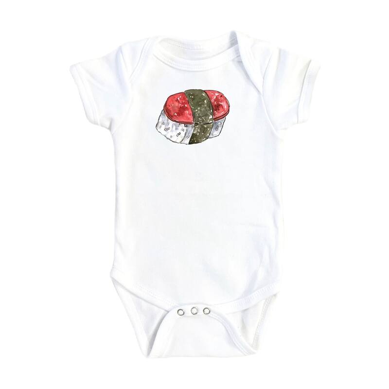 Spam Musubi Hawaii - Baby Boy Girl Clothes Infant Bodysuit Funny Cute Newborn - White - 6-9M