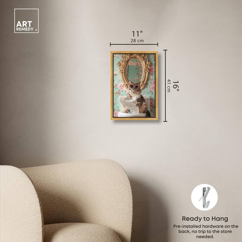 Ornate Kitty Toilet Time Canvas by Art Remedy