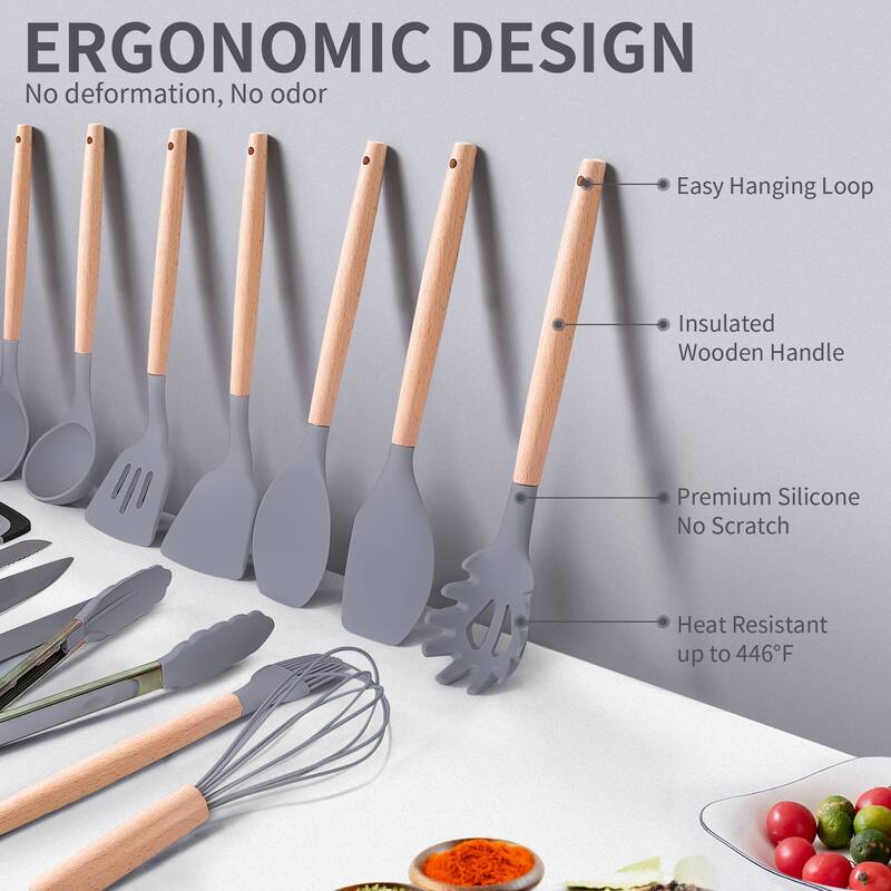 19-piece Non-stick Silicone Assorted Kitchen Utensil Set