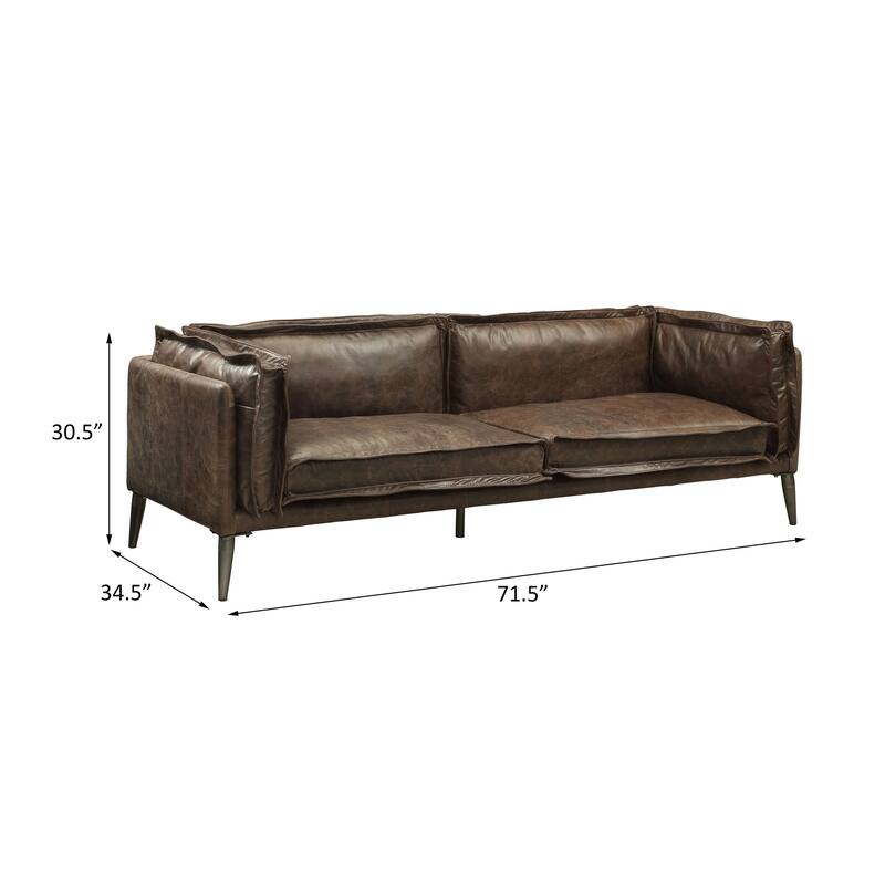 Andre Distress Chocolate Loveseat with Metal Tapered Leg