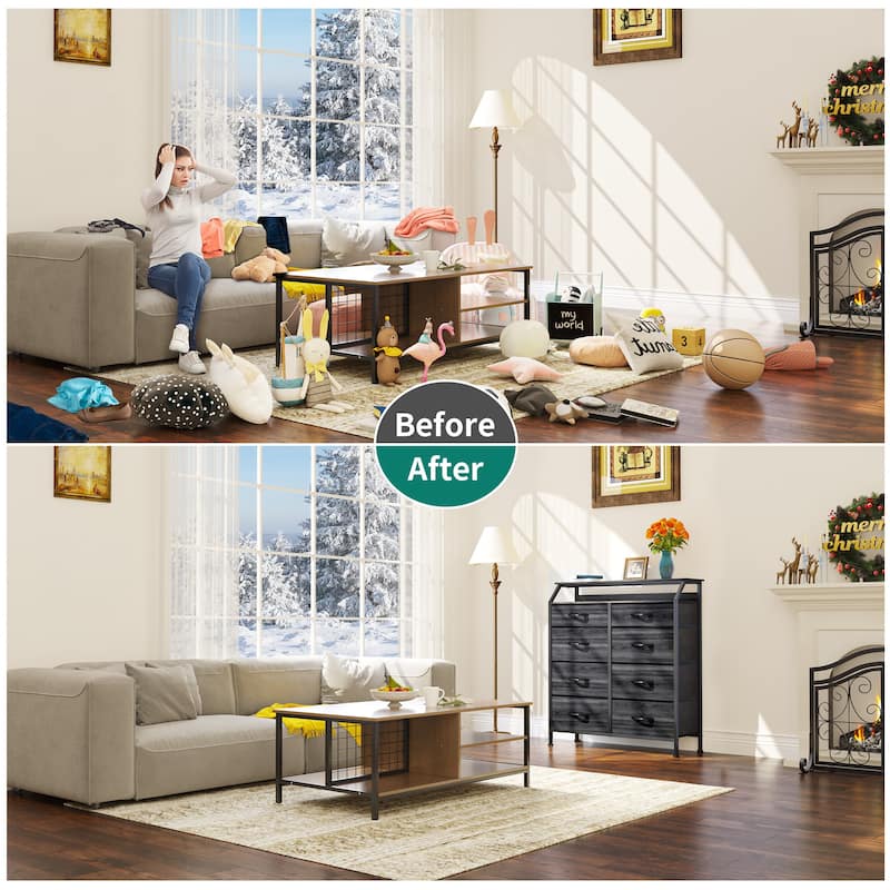 Modern Wide Dresser Storage Tower with 8 Drawers