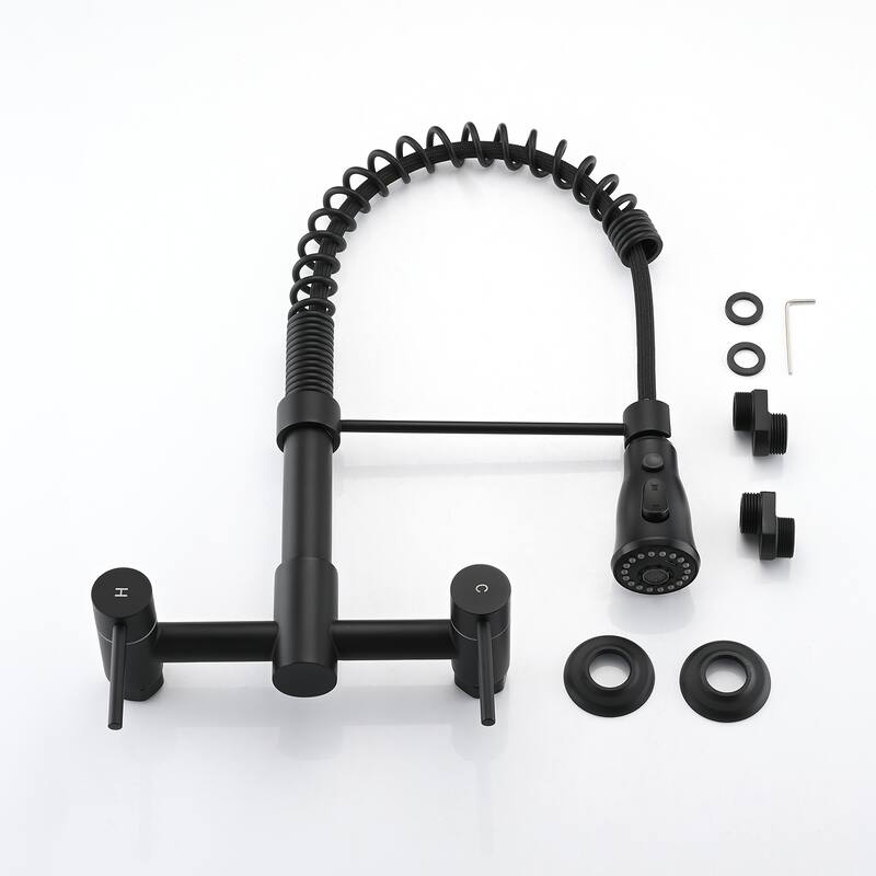 Dornberg Wall Mounted Pull Down Bridge Kitchen Faucet