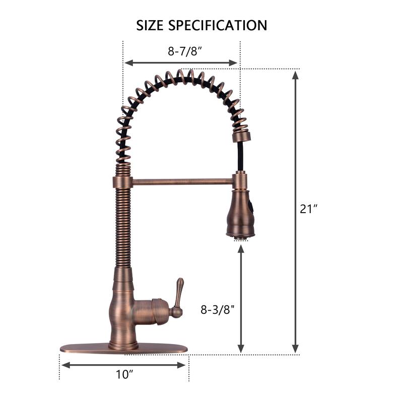Pre-Rinse Spring Kitchen Faucet, Single Level with Pull Down Sprayer