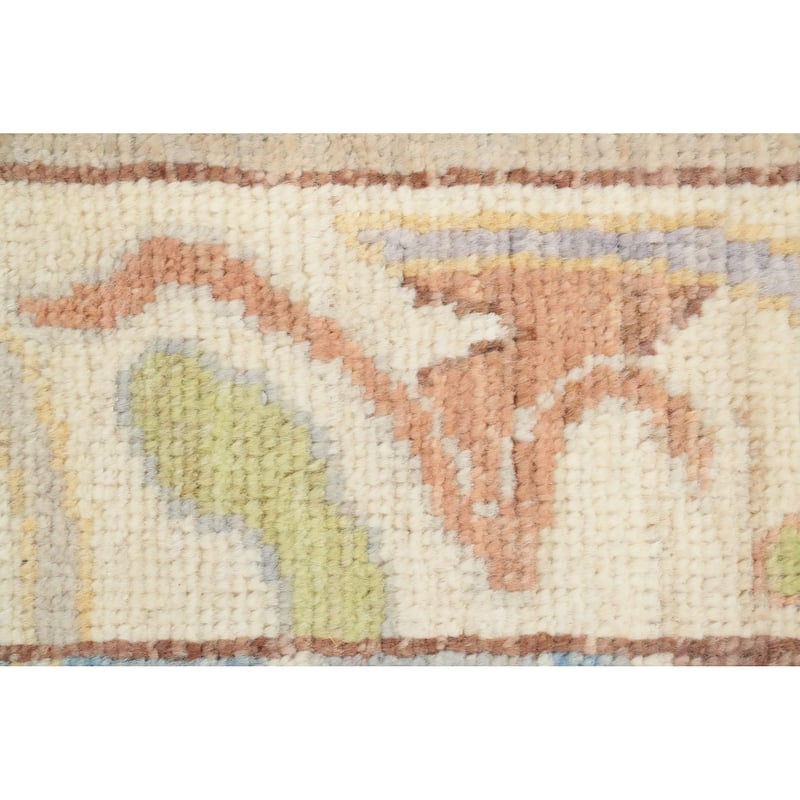 Hand Knotted Oriental 100% Wool Carpet Transitional Geometric Multi-Colored Oushak Area Rug - 9' 9'' X 8' 4''