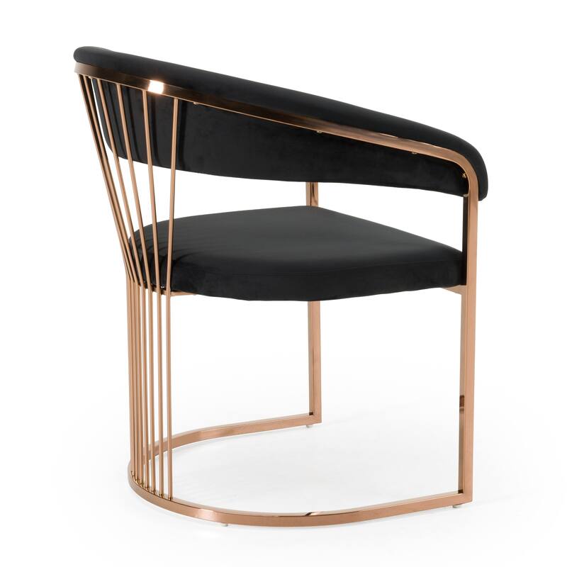 Modrest Linda Modern Black Velvet and Rosegold Dining Chair