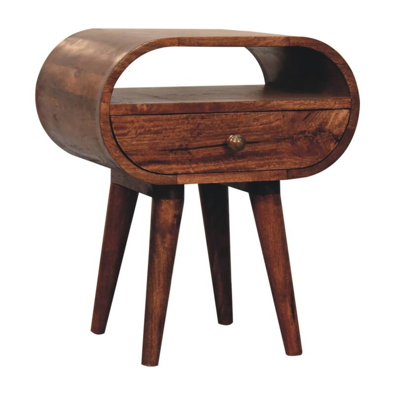HomeRoots 21" Brown Solid Wood Oval One Drawer Nightstand