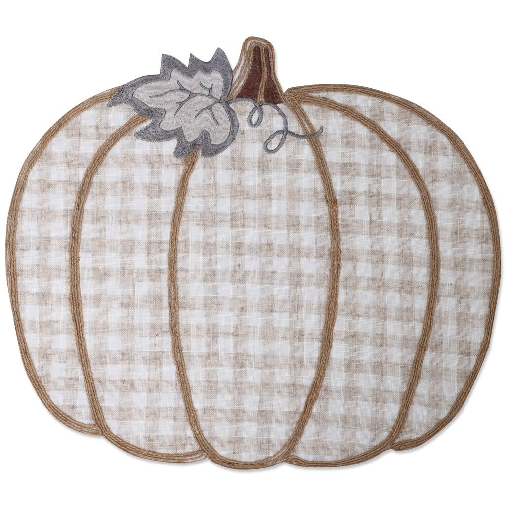 Pillow Perfect Indoor Pumpkin Check Natural Placemat (Set of 2) - 14 X 16 X 0.1