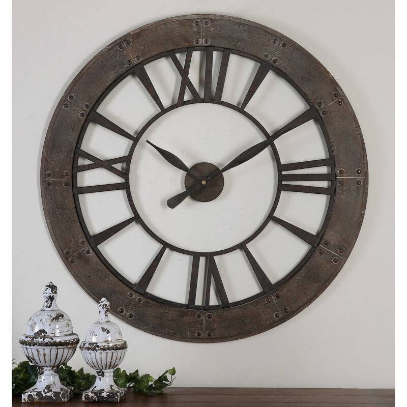 40" Bold Corso Bronze Finish Roman Numeral Wall Clock Rusted Finish