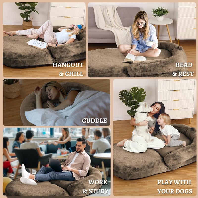 Human Dog Bed for Adults, Foldable Giant Nap Sofa Bed, Bean Bag Chair