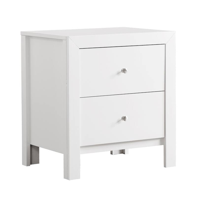 2-Dovetail Drawer Wooden Nightstand - 25" - White